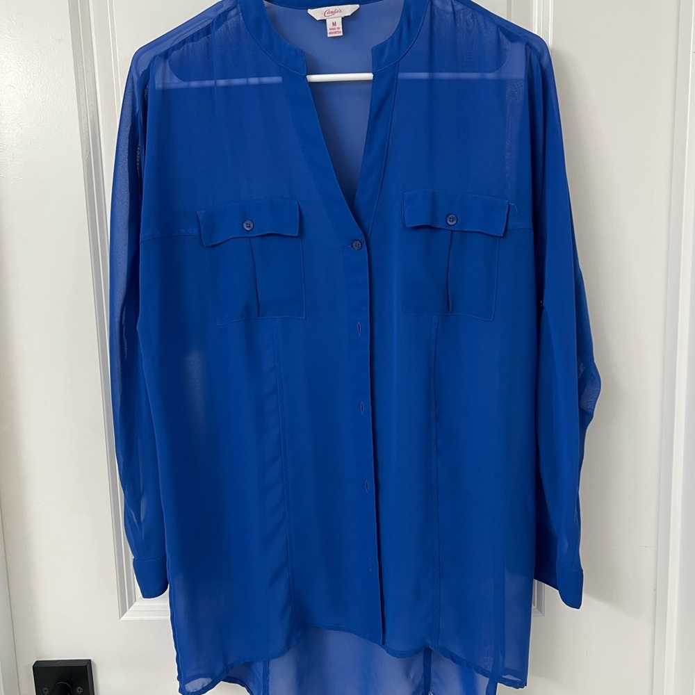 Candie's Vibrant Blue Sheer Blouse